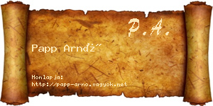Papp Arnó névjegykártya